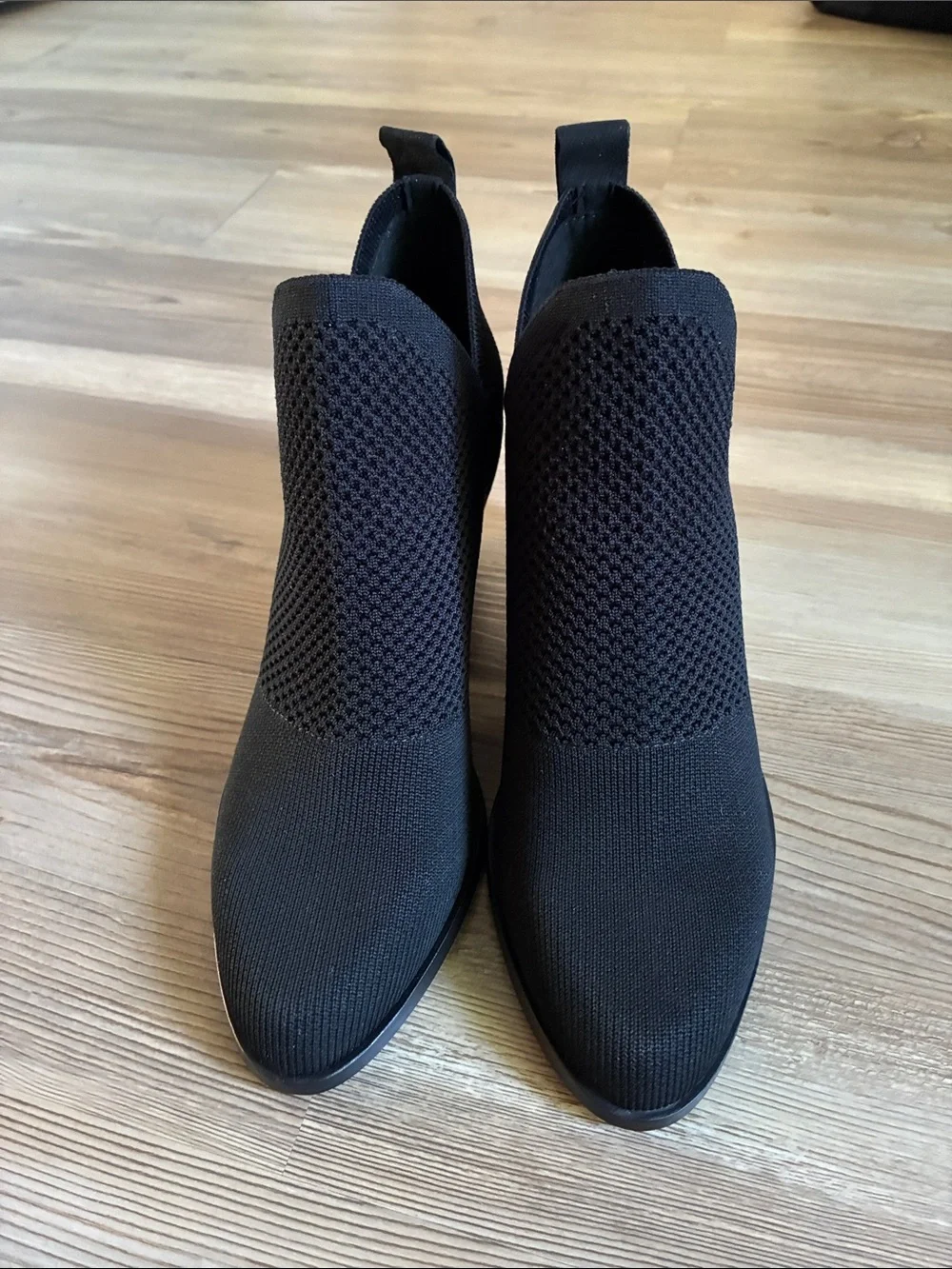 Eileen Fisher Joss Knit Ankle Boot Black Slip On Womens 6.5 Ankle Bootie